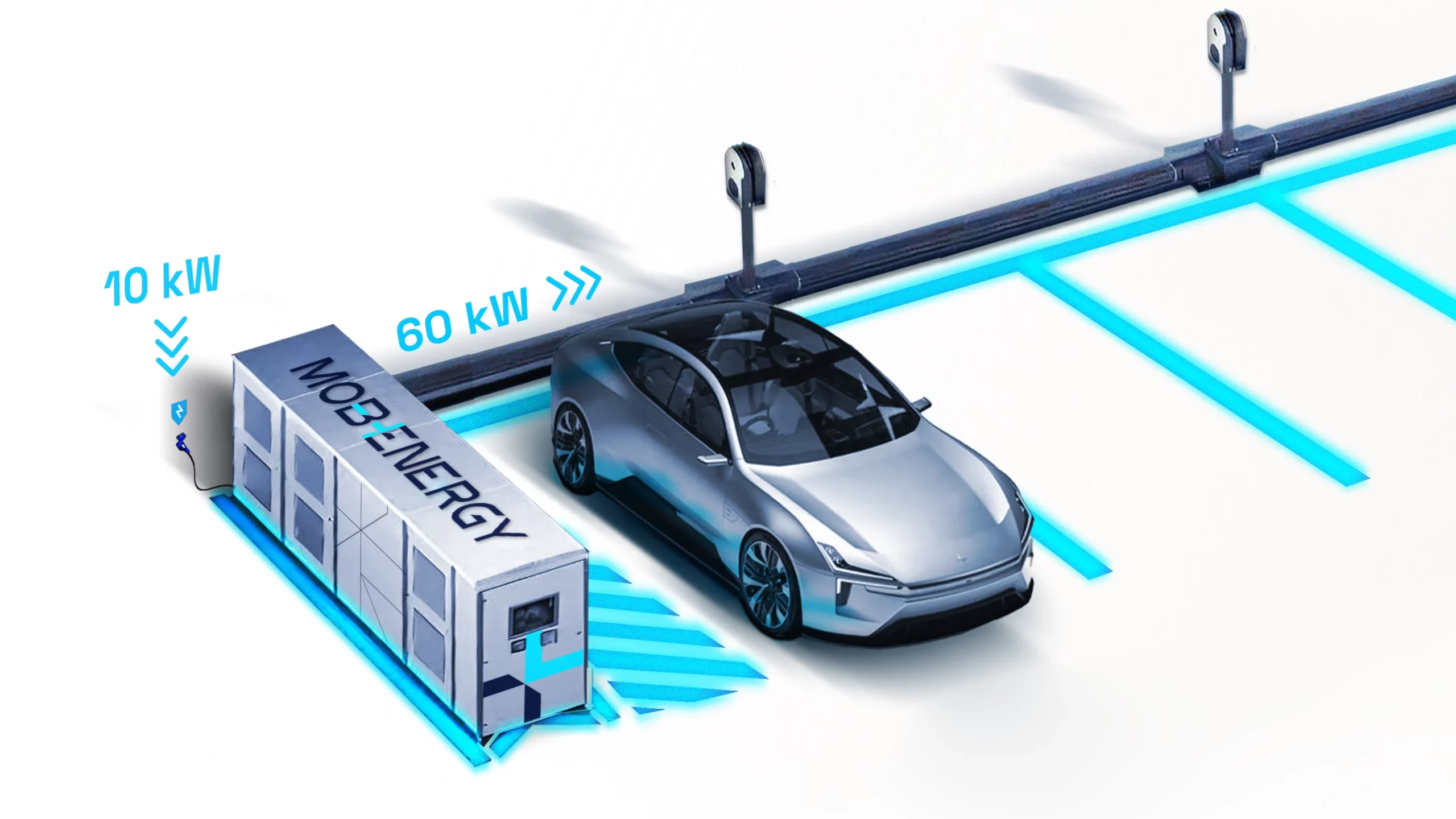 Eiko, raccordé à faible puissance recharge alimente les bornes sur des parkings d'entreprise